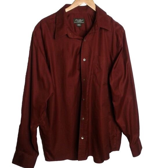Mens XL Eddie Bauer Classic Fit 100% Cotton Button Up Shirt Rust Brown - Picture 1 of 3